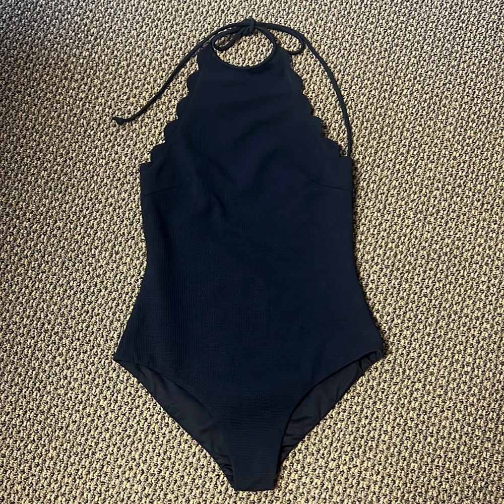 Marysia Scalloped Edge Halter Neck Swimsuit One Piece - Small
